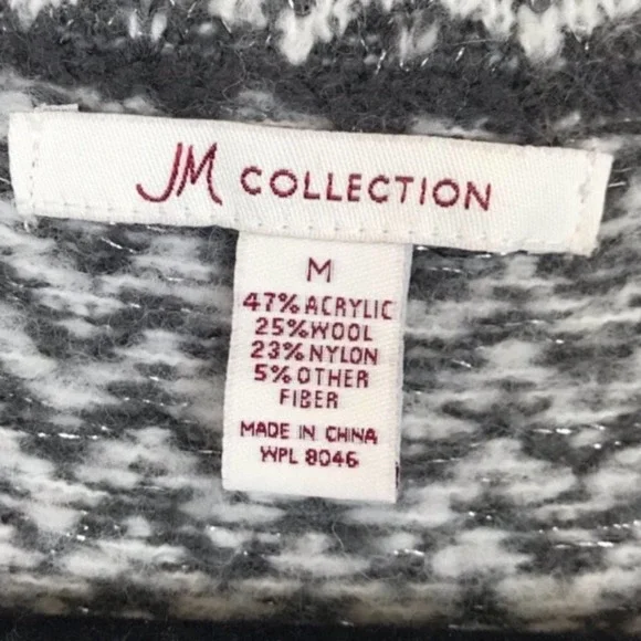 JM Collection M Wool Blend Chevron Striped Sweater - Picture 6 of 6